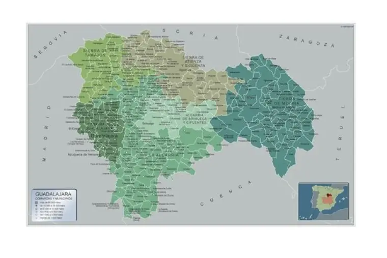Mapa de municipios de Guadalajara — con nombres