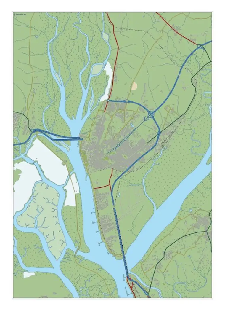 Mapa del área metropolitana de Huelva — mudo