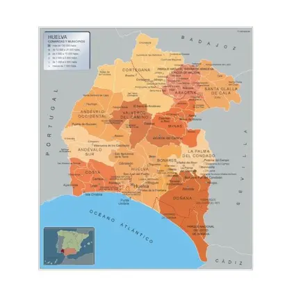 Mapa de municipios de Huelva — con nombres