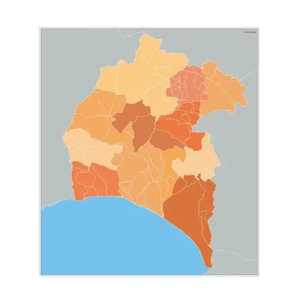 Mapa de municipios de Huelva — mudo
