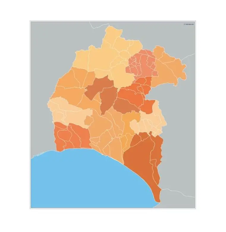 Mapa de municipios de Huelva — mudo