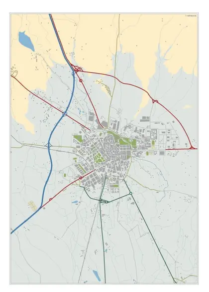 Mapa del área metropolitana de Huesca — mudo
