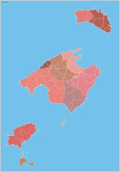Mapa de municipios de Illes Balears — mudo