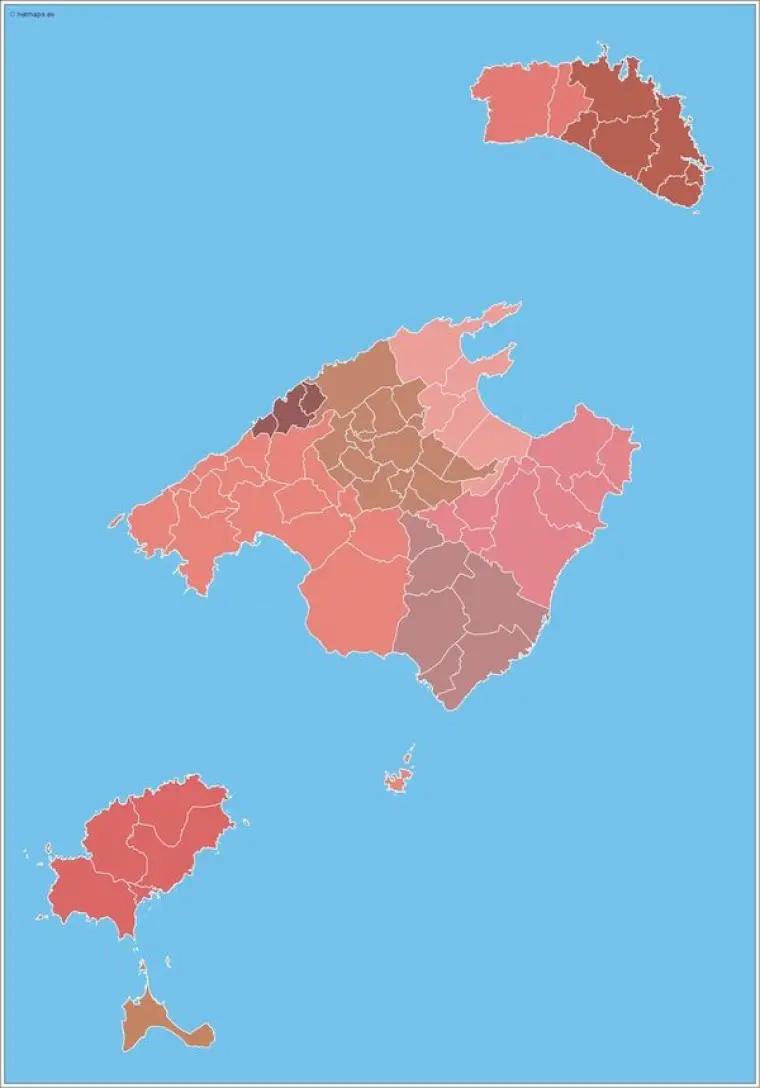 Mapa de municipios de Illes Balears — mudo