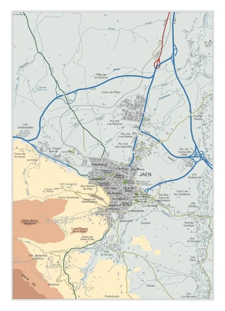 Mapa del área metropolitana de Jaén — vectorial