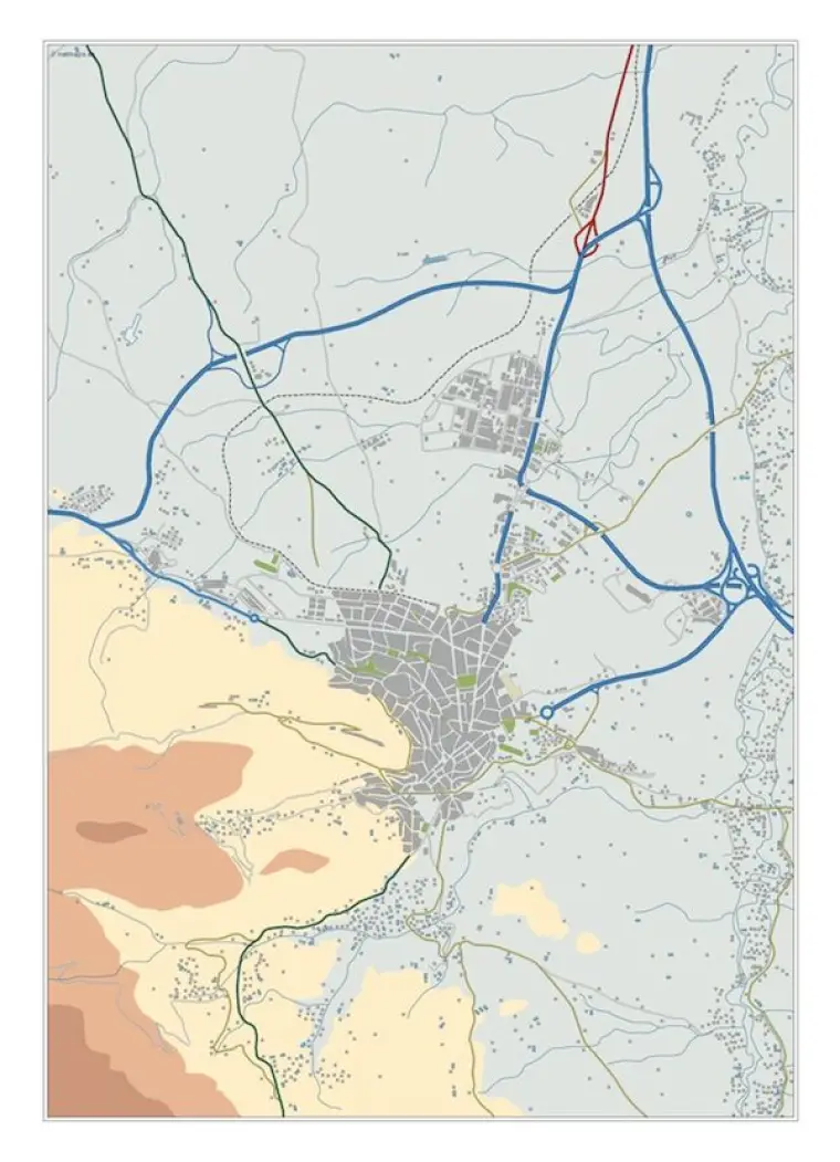 Mapa del área metropolitana de Jaén — mudo
