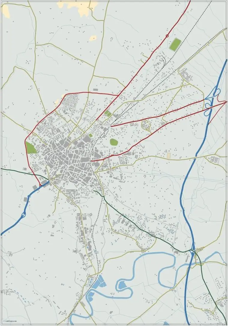 Mapa del área metropolitana de Jerez de la Frontera — mudo