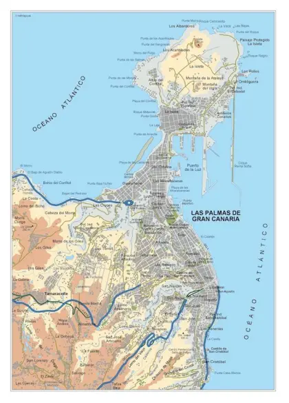 Mapa del área metropolitana de las Palmas Gran Canaria — vectorial