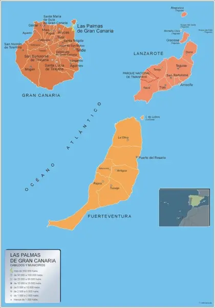 Mapa de municipios de las Palmas Gran Canaria — con nombres