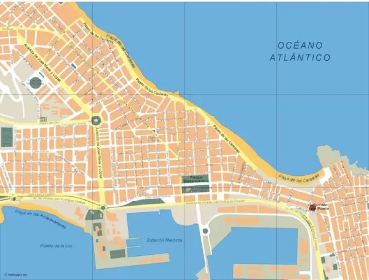 Plano vectorial de las Palmas de Gran Canaria — con calles