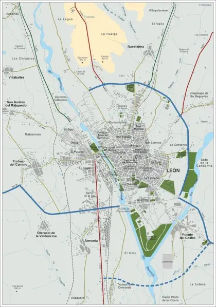 Mapa del área metropolitana de León — vectorial