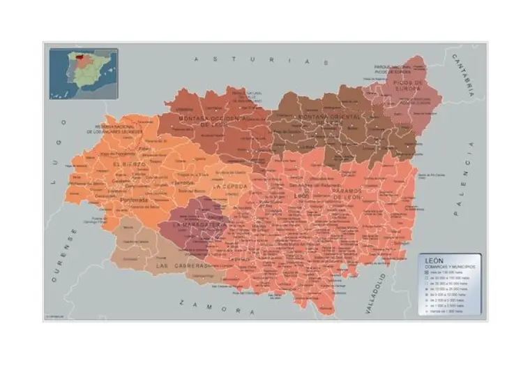 Mapa de municipios de León — con nombres