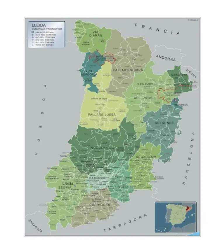 Mapa de municipios de Lleida — con nombres