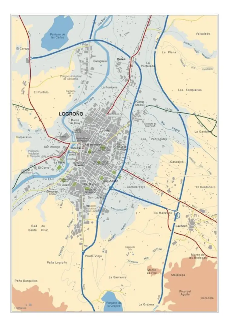Mapa del área metropolitana de Logrono — vectorial