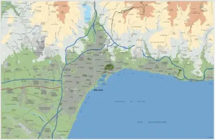 Mapa del área metropolitana de Málaga — vectorial