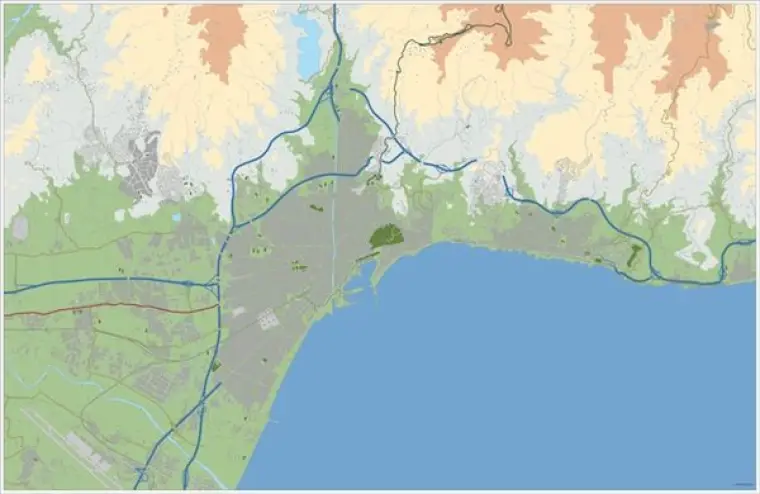 Mapa del área metropolitana de Málaga — mudo