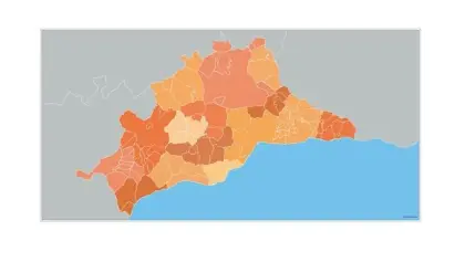 Mapa de municipios de Málaga — mudo