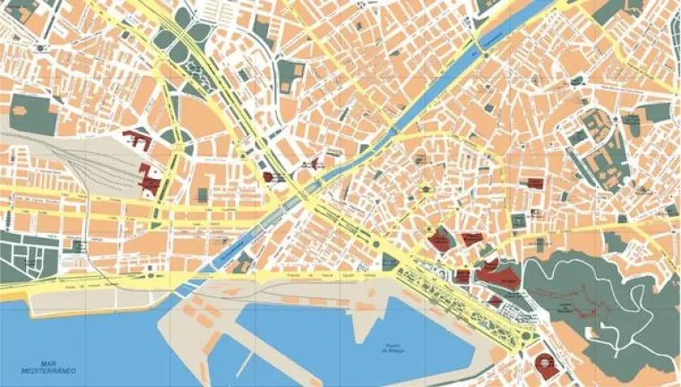 Plano vectorial de Málaga — con calles