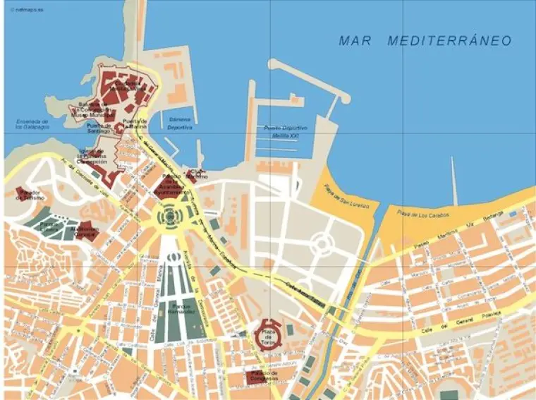 Plano vectorial de Melilla — con calles