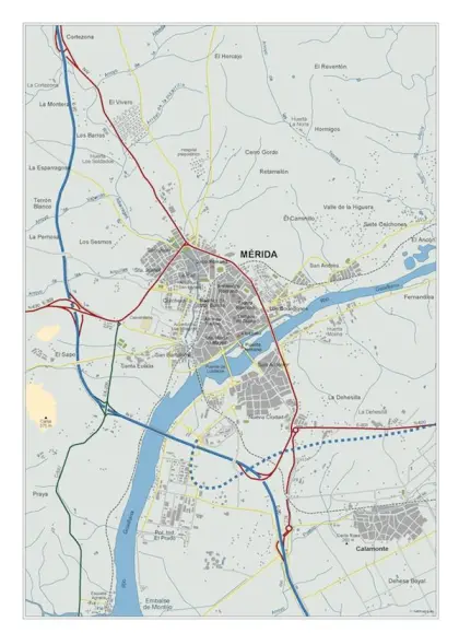 Mapa del área metropolitana de Merida — vectorial