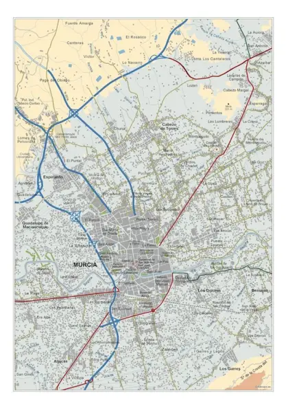 Mapa del área metropolitana de Murcia — vectorial