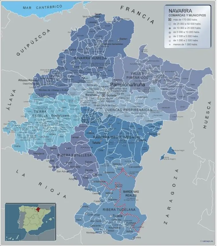 Mapa de municipios de Navarra — con nombres