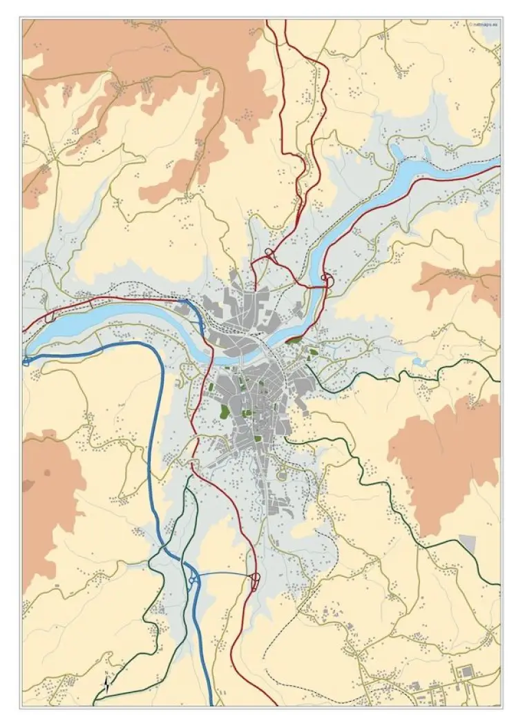 Mapa del área metropolitana de Ourense — mudo