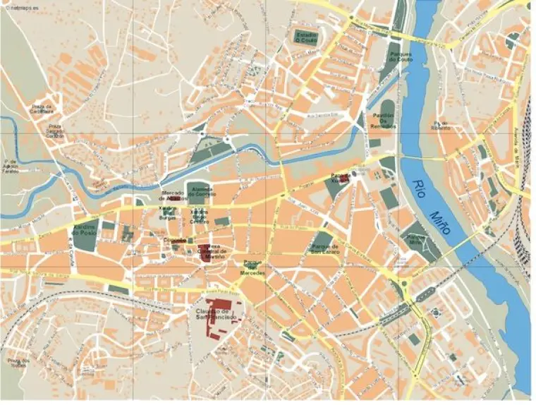 Plano vectorial de Ourense — con calles