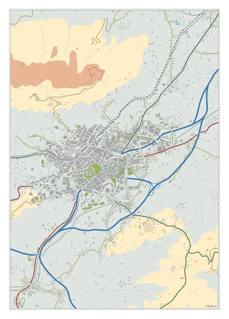 Mapa del área metropolitana de Oviedo — mudo