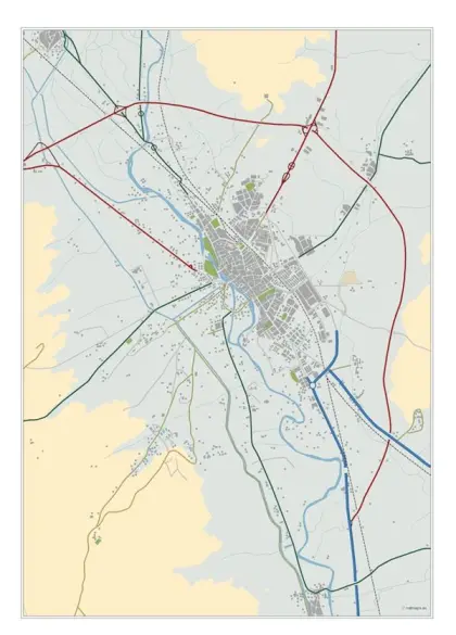 Mapa del área metropolitana de Palencia — mudo
