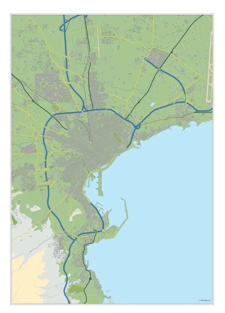 Mapa del área metropolitana de Palma de Mallorca — mudo