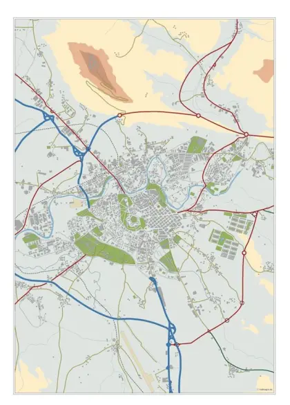 Mapa del área metropolitana de Pamplona — mudo