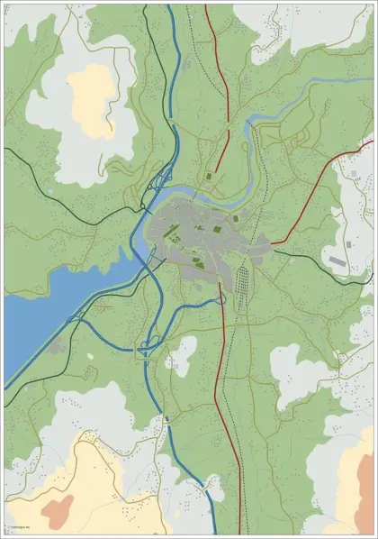 Mapa del área metropolitana de Pontevedra — mudo