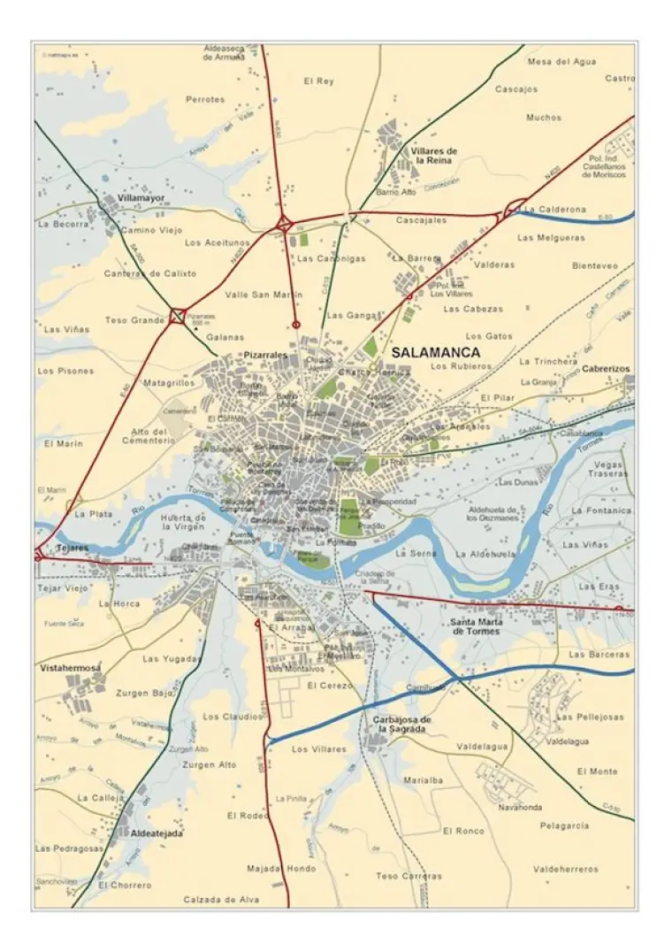 Mapa del área metropolitana de Salamanca — vectorial
