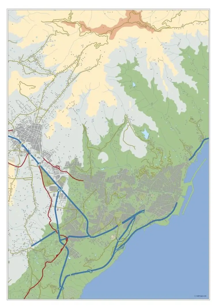 Mapa del área metropolitana de Santa Cruz de Tenerife — mudo