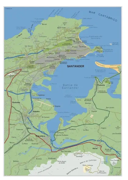 Mapa del área metropolitana de Santander — vectorial