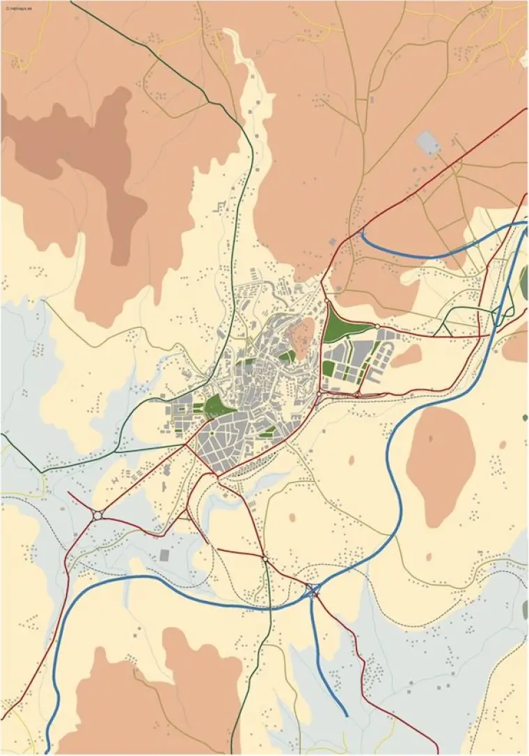 Mapa del área metropolitana de Santiago de Compostela — mudo