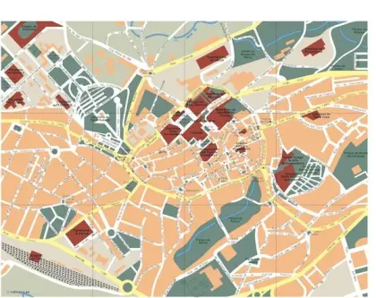 Plano vectorial de Santiago de Compostela — con calles