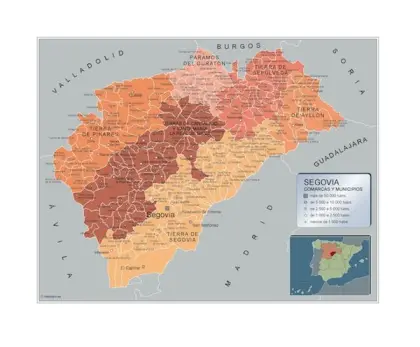 Mapa de municipios de Segovia — con nombres