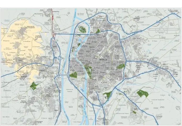 Mapa del área metropolitana de Sevilla — vectorial