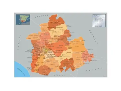 Mapa de municipios de Sevilla — con nombres