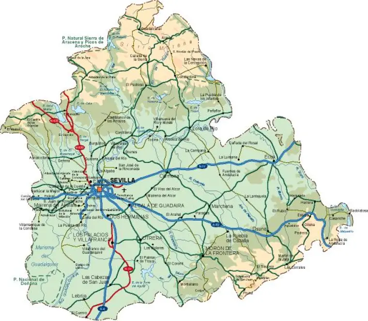 Mapa vectorial de Sevilla — provincia