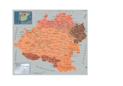 Mapa de municipios de Soria — con nombres