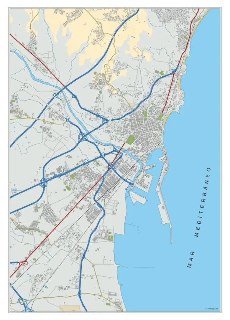 Mapa del área metropolitana de Tarragona — mudo