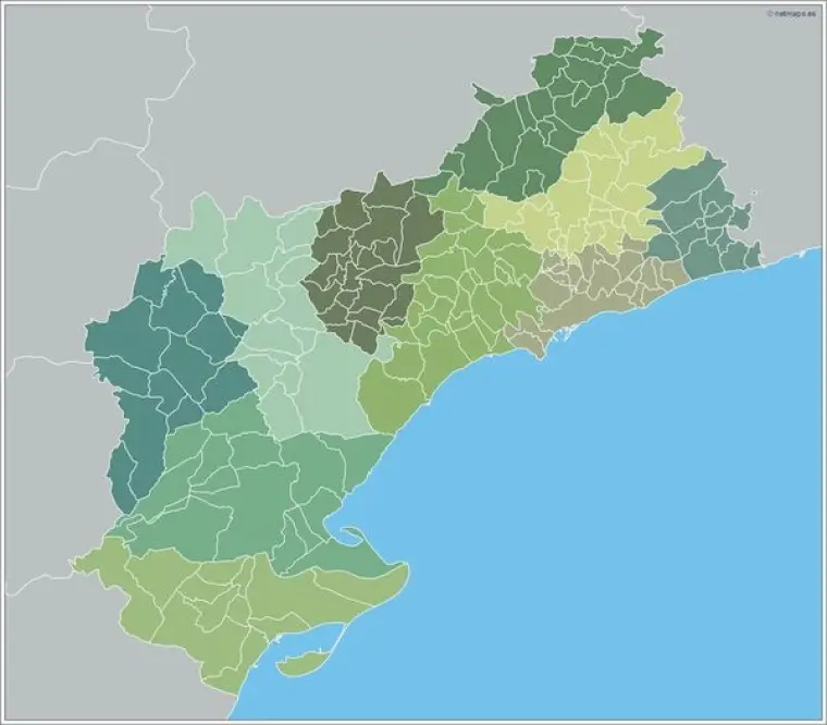 Mapa de municipios de Tarragona — mudo