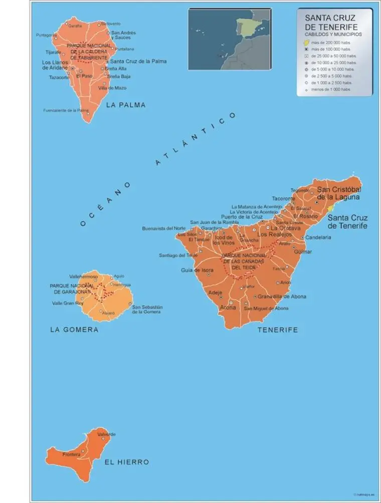 Mapa de municipios de Tenerife — con nombres