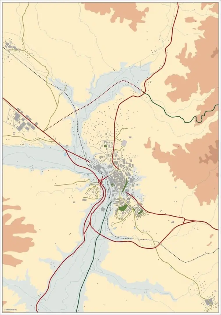 Mapa del área metropolitana de Teruel — mudo