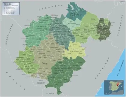 Mapa de municipios de Teruel — con nombres