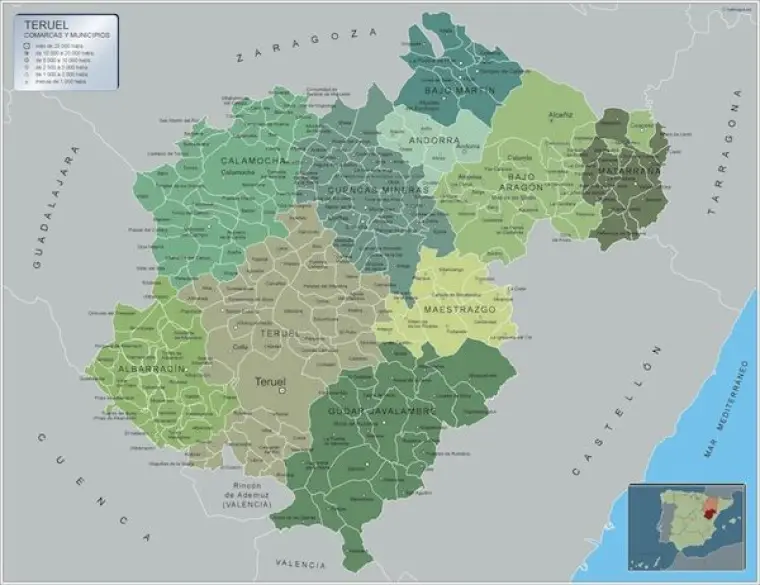 Mapa de municipios de Teruel — con nombres