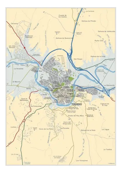 Mapa del área metropolitana de Toledo — vectorial